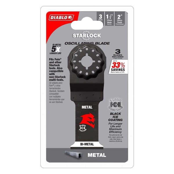 Diablo Starlock 1-1/4 in. W Bi-Metal Curved Contact Edge Oscillating Blade Metal 3 pk DOS125BF3 - main